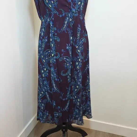 Cabi TREASURE Women 8 Purple Paisley Sleeveless Midi Dress - Picture 4 of 11